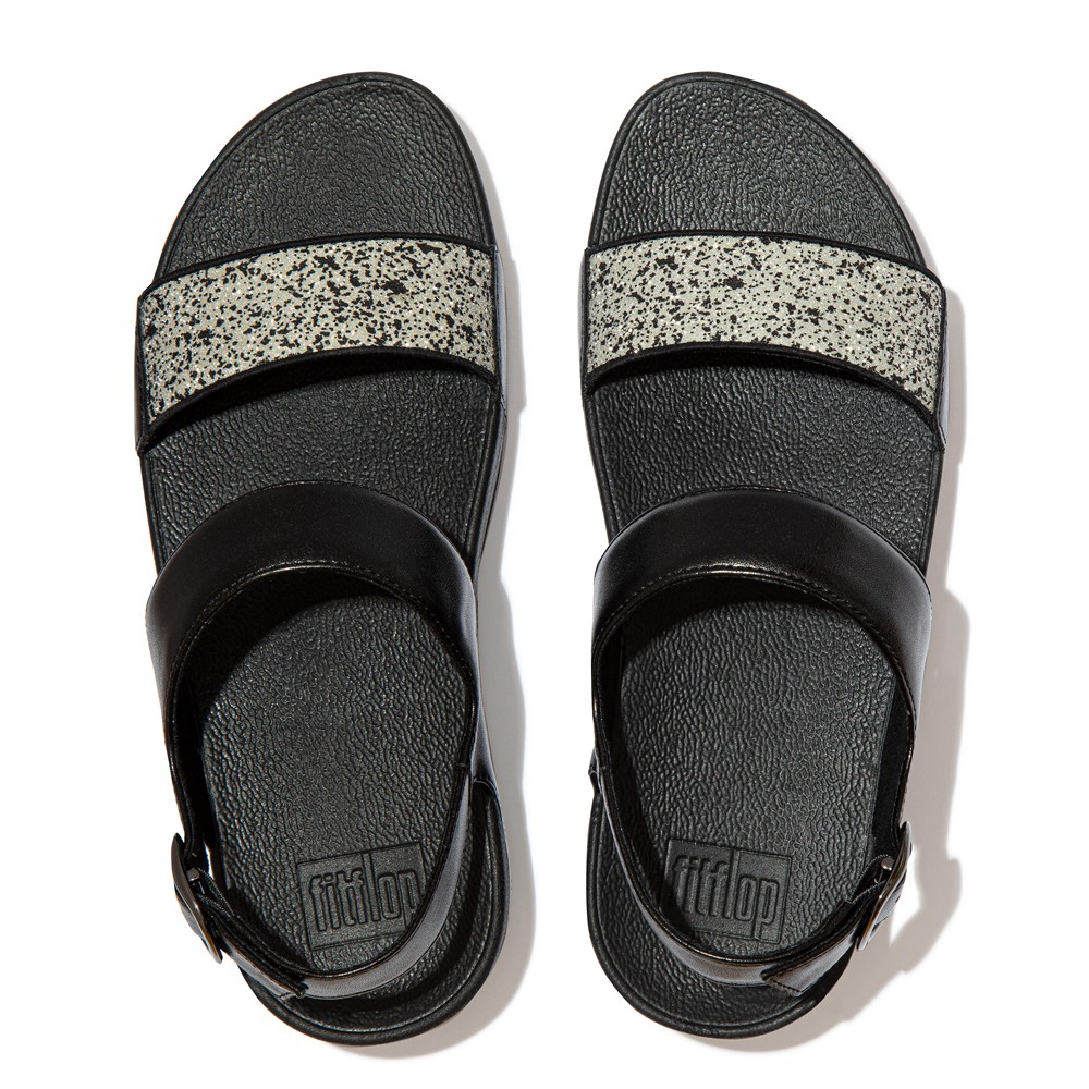 Fitflop Womens Sandals Black - Lulu Shimmer Back-strap - 86GCMNOXF